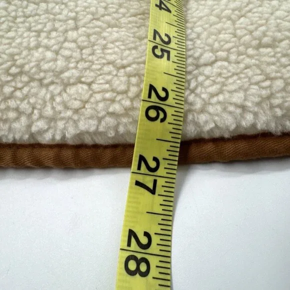 Old Navy Sherpa Women's Vest Medium Cream Tan Trim Pockets Zip Lined Boho NEW - Picture 7 of 8